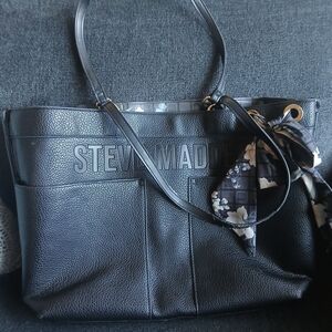 Steve Madden Black Tote with Floral Accent